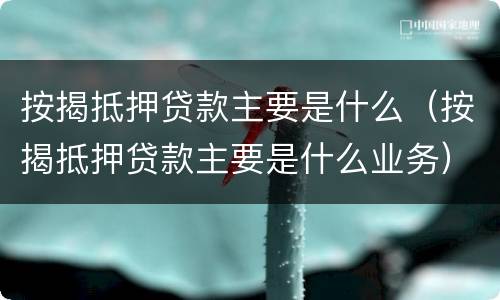 按揭抵押贷款主要是什么（按揭抵押贷款主要是什么业务）