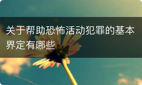 关于帮助恐怖活动犯罪的基本界定有哪些