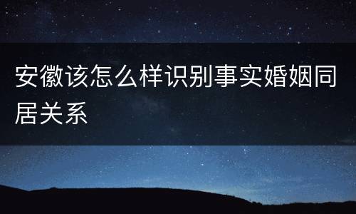 安徽该怎么样识别事实婚姻同居关系