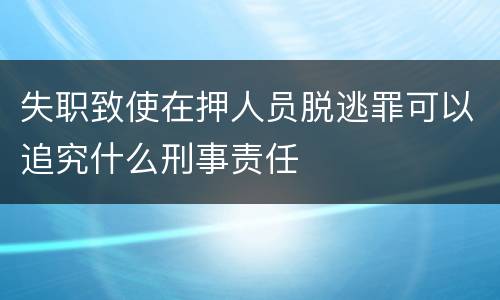 失职致使在押人员脱逃罪可以追究什么刑事责任