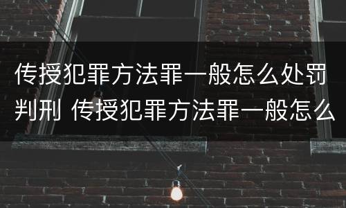 传授犯罪方法罪一般怎么处罚判刑 传授犯罪方法罪一般怎么处罚判刑的