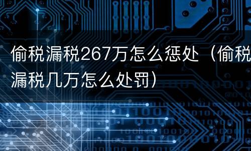 偷税漏税267万怎么惩处（偷税漏税几万怎么处罚）