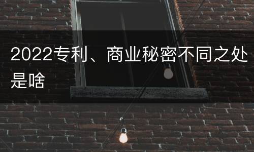 2022专利、商业秘密不同之处是啥