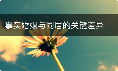 事实婚姻与同居的关键差异