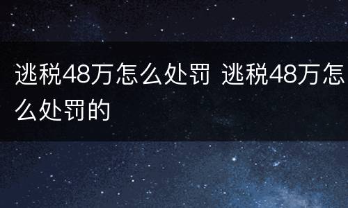 逃税48万怎么处罚 逃税48万怎么处罚的