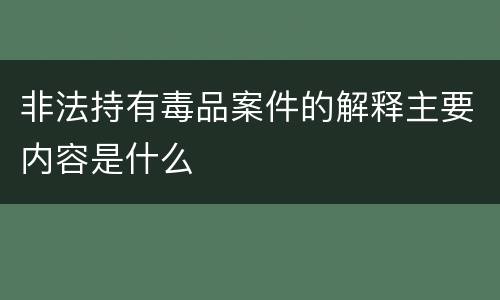 非法持有毒品案件的解释主要内容是什么