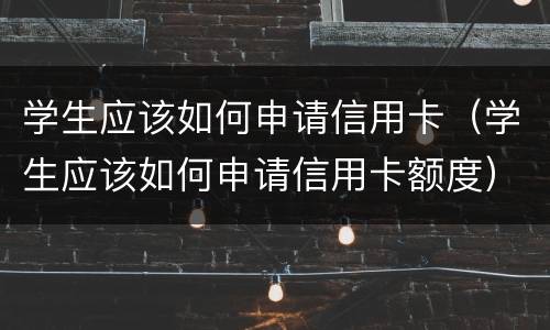 学生应该如何申请信用卡（学生应该如何申请信用卡额度）