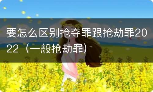 要怎么区别抢夺罪跟抢劫罪2022（一般抢劫罪）