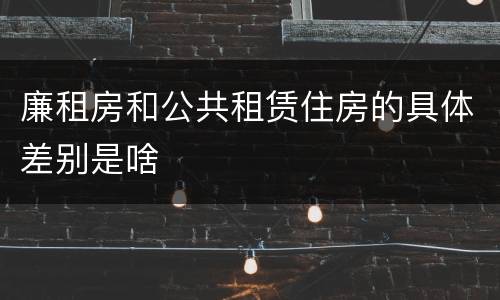 廉租房和公共租赁住房的具体差别是啥