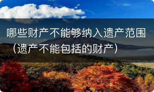 哪些财产不能够纳入遗产范围（遗产不能包括的财产）