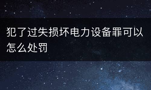 犯了过失损坏电力设备罪可以怎么处罚