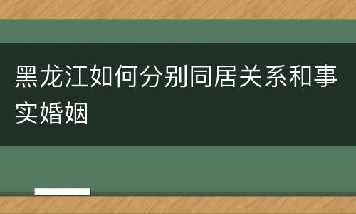 黑龙江如何分别同居关系和事实婚姻