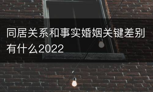 同居关系和事实婚姻关键差别有什么2022