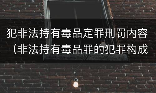 犯非法持有毒品定罪刑罚内容（非法持有毒品罪的犯罪构成）