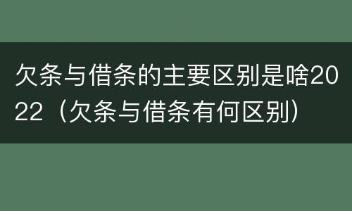 欠条与借条的主要区别是啥2022（欠条与借条有何区别）