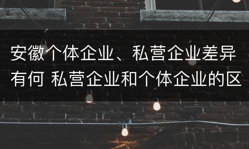 安徽个体企业、私营企业差异有何 私营企业和个体企业的区别