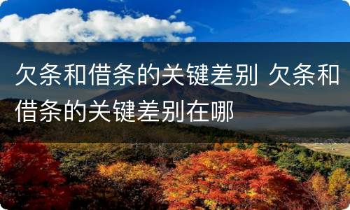 欠条和借条的关键差别 欠条和借条的关键差别在哪