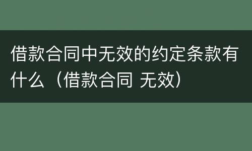 借款合同中无效的约定条款有什么（借款合同 无效）