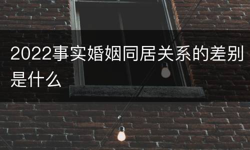 2022事实婚姻同居关系的差别是什么