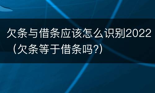欠条与借条应该怎么识别2022（欠条等于借条吗?）