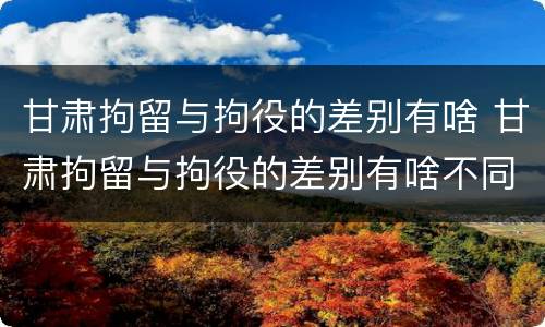 甘肃拘留与拘役的差别有啥 甘肃拘留与拘役的差别有啥不同