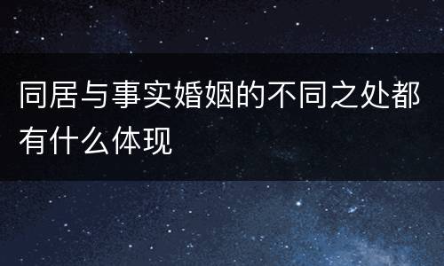 同居与事实婚姻的不同之处都有什么体现