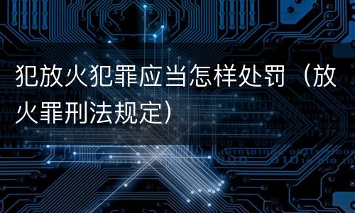 犯放火犯罪应当怎样处罚（放火罪刑法规定）