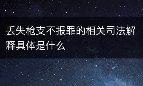 丢失枪支不报罪的相关司法解释具体是什么