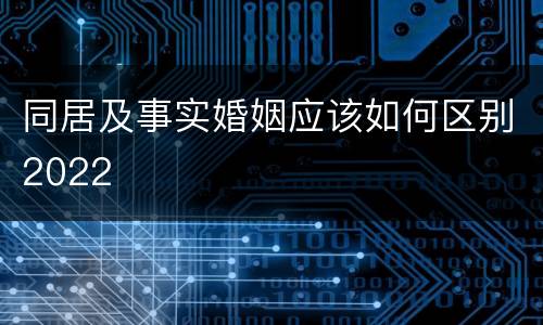同居及事实婚姻应该如何区别2022