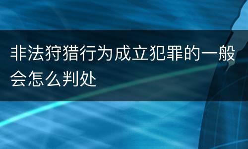 非法狩猎行为成立犯罪的一般会怎么判处