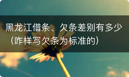 黑龙江借条、欠条差别有多少（咋样写欠条为标准的）
