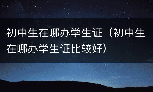 初中生在哪办学生证（初中生在哪办学生证比较好）