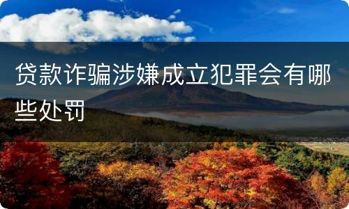 贷款诈骗涉嫌成立犯罪会有哪些处罚