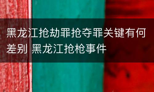 黑龙江抢劫罪抢夺罪关键有何差别 黑龙江抢枪事件