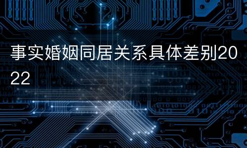 事实婚姻同居关系具体差别2022