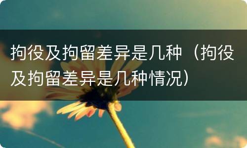 拘役及拘留差异是几种（拘役及拘留差异是几种情况）