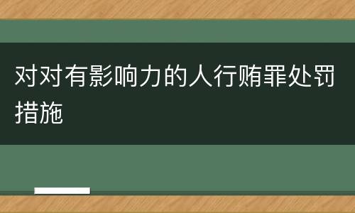 对对有影响力的人行贿罪处罚措施