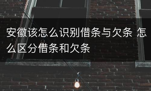 安徽该怎么识别借条与欠条 怎么区分借条和欠条