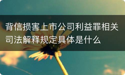 背信损害上市公司利益罪相关司法解释规定具体是什么