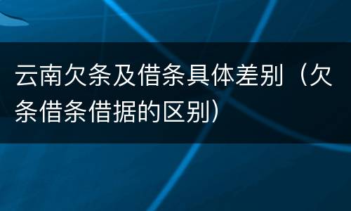 云南欠条及借条具体差别（欠条借条借据的区别）