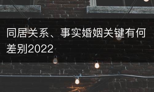 同居关系、事实婚姻关键有何差别2022