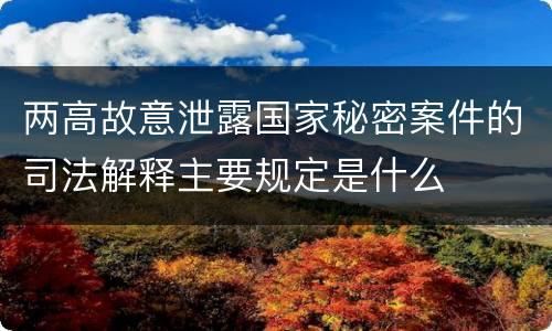 两高故意泄露国家秘密案件的司法解释主要规定是什么