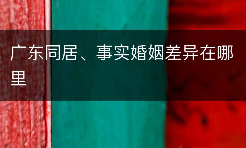 广东同居、事实婚姻差异在哪里