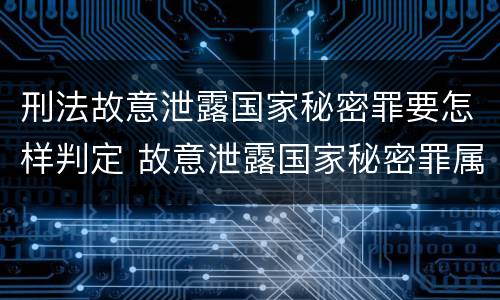 刑法故意泄露国家秘密罪要怎样判定 故意泄露国家秘密罪属于什么罪