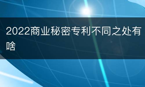 2022商业秘密专利不同之处有啥