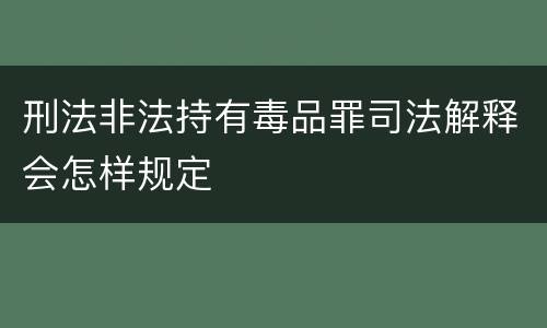 刑法非法持有毒品罪司法解释会怎样规定