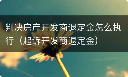 判决房产开发商退定金怎么执行（起诉开发商退定金）