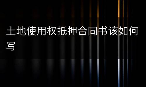 土地使用权抵押合同书该如何写