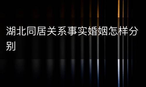 湖北同居关系事实婚姻怎样分别