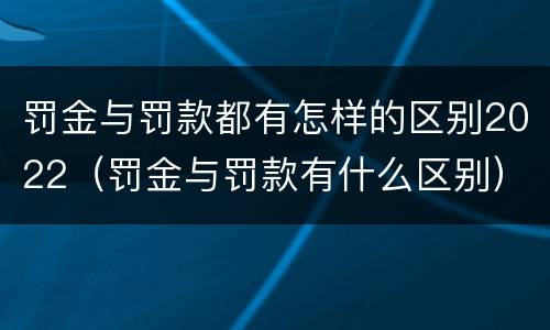 罚金与罚款都有怎样的区别2022（罚金与罚款有什么区别）